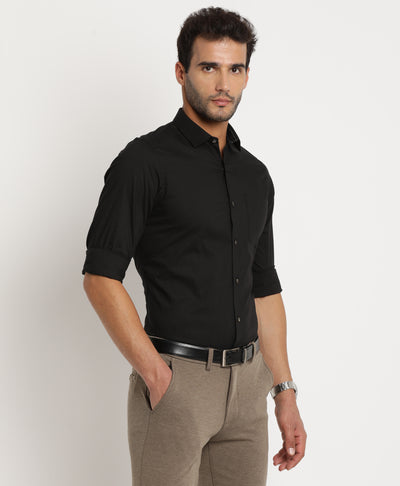 100% Cotton Black Dobby Slim Fit Full Sleeve Ceremonial Shirt