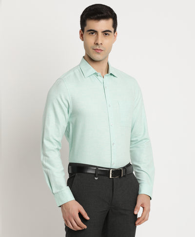 100% Cotton Light Green Plain Slim Fit Full Sleeve Formal Shirt