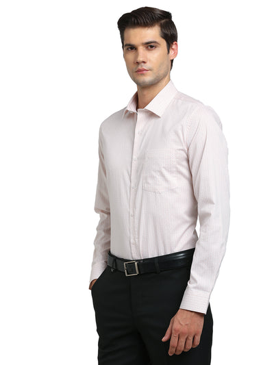 100% Cotton Pink Printed Slim Fit Full Sleeve Formal Shirt