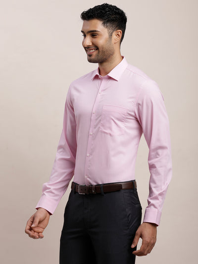 100% Cotton Light Pink Plain Slim Fit Full Sleeve Formal Shirt