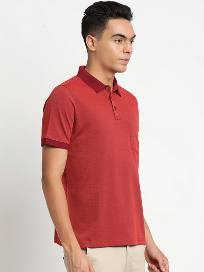 100% Cotton Brick Red Plain Polo Neck Half Sleeve Casual T-Shirt