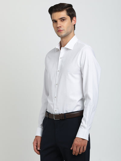 100% Cotton White Jacquard Slim Fit Full Sleeve Ceremonial Shirt