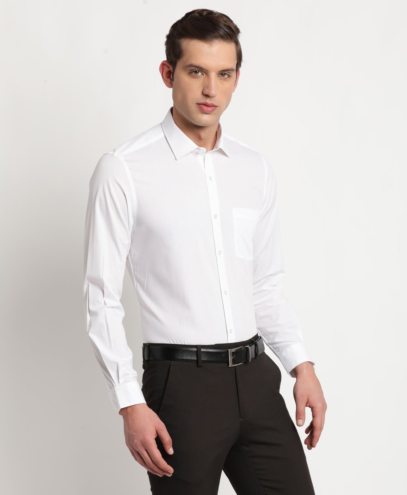 100% Cotton White Plain Slim Fit Full Sleeve Formal Shirt