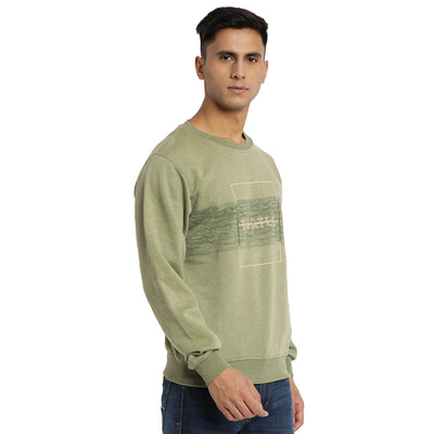 Turtle Men Olive Solid Round Neck Sweatshirt