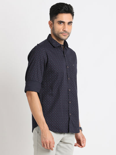 100% Cotton Black Printed Slim Fit Full Sleeve Casual Shirt