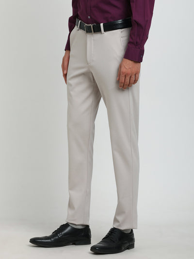 Cotton Heather Grey Dobby Slim Fit Flat Front Ceremonial Trouser