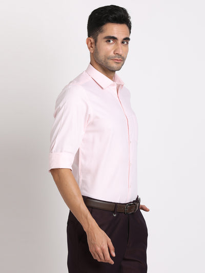 100% Cotton Light Pink Dobby Slim Fit Full Sleeve Formal Shirt