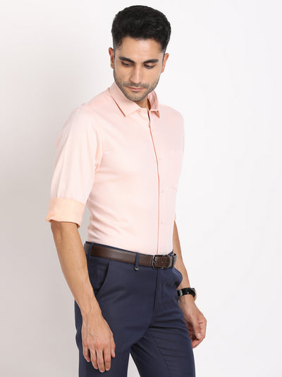 100% Cotton Pink Dobby Slim Fit Full Sleeve Formal Shirt