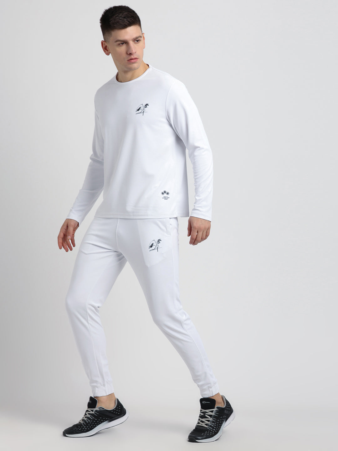 Blended Cotton White Plain Full Sleeve Active Track Suit