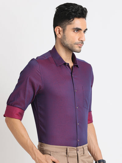 100% Cotton Purple Dobby Slim Fit Full Sleeve Ceremonial Shirt