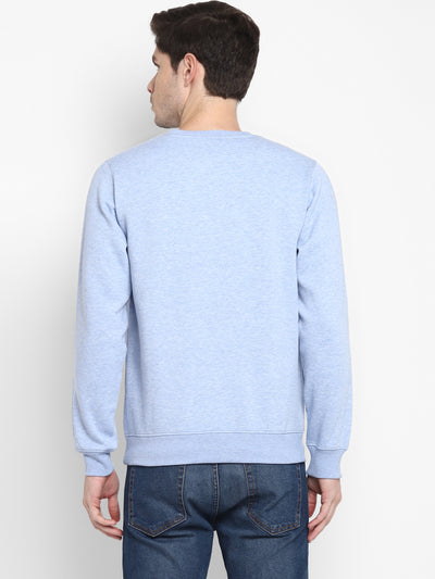 Cotton Stretch Sky Blue Plain Regular Fit Full Sleeve Casual Sweatshirt