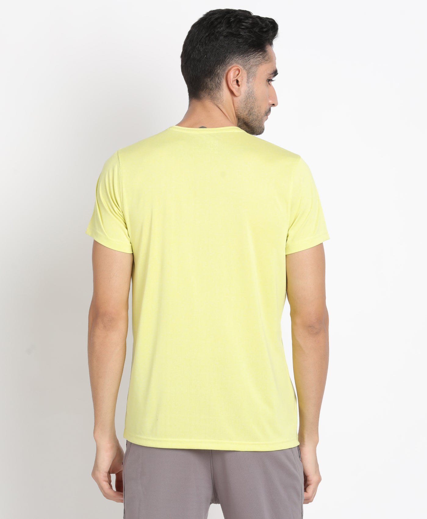 Polyester Lemon Printed Crew Neck Half Sleeve Active T-Shirt