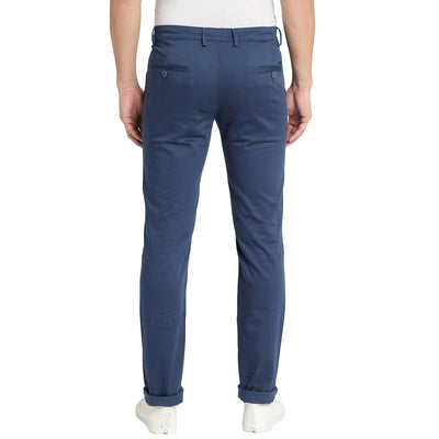 Turtle Men Blue Narrow Fit Printed Casual Trousers