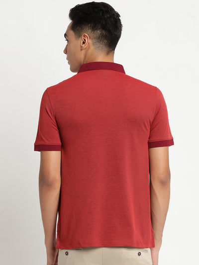 100% Cotton Brick Red Plain Polo Neck Half Sleeve Casual T-Shirt