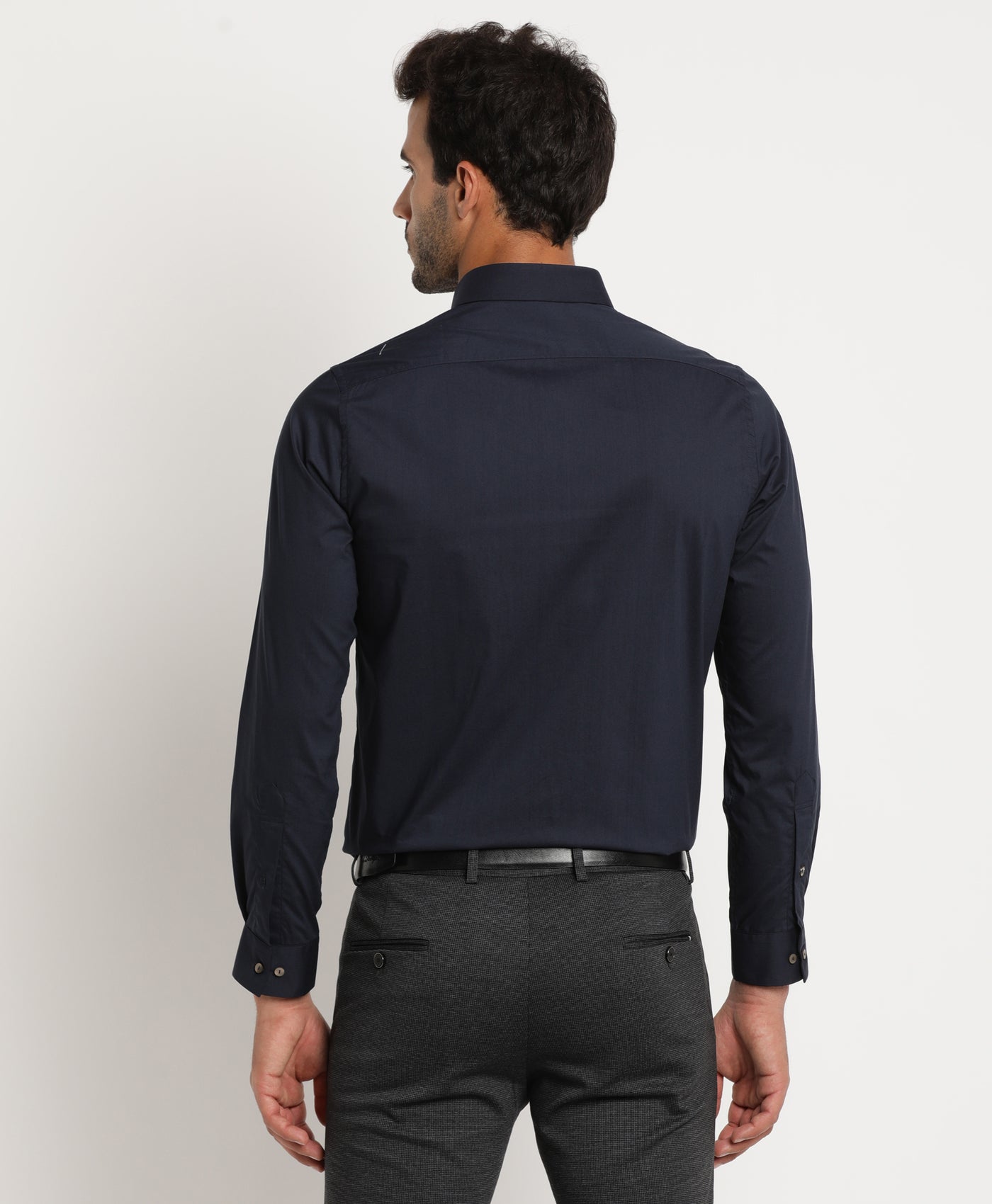 100% Cotton Navy Blue Dobby Slim Fit Full Sleeve Ceremonial Shirt