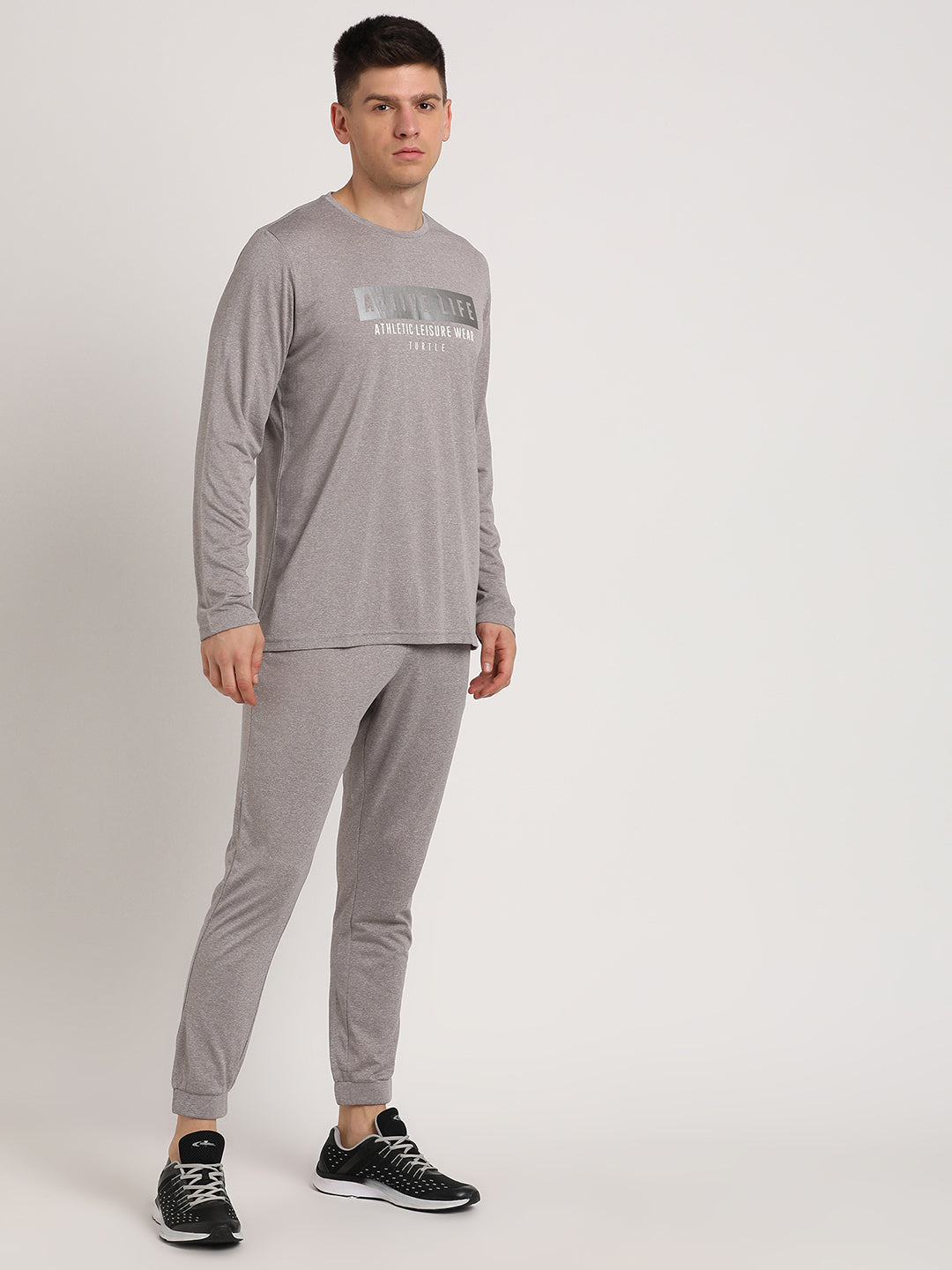 Blended Cotton Grey Plain Full Sleeve Active Track Suit