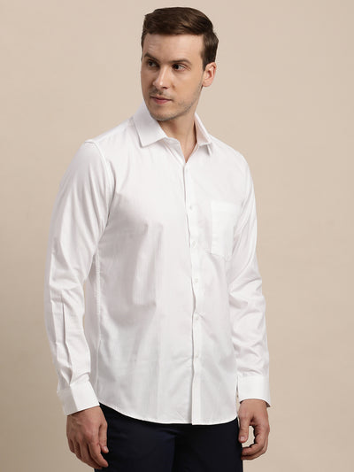 100% Cotton White Dobby Slim Fit Full Sleeve Formal Shirt