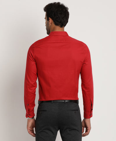 100% Cotton Red Dobby Slim Fit Full Sleeve Formal Shirt