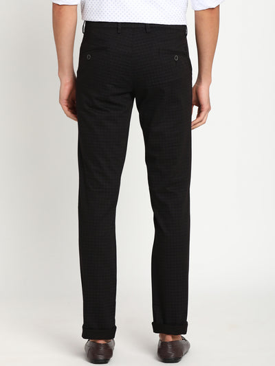 Cotton Stretch Black Checked Ultra Slim Fit Trouser