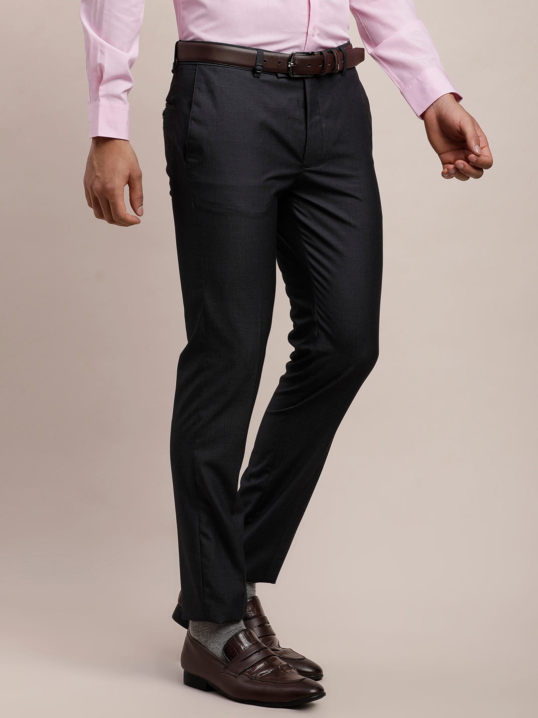 Terry Rayon No Img Dobby Slim Fit Flat Front Ceremonial Trouser