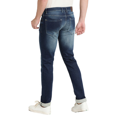 Turtle Men Navy Blue Narrow Fit Solid Jeans