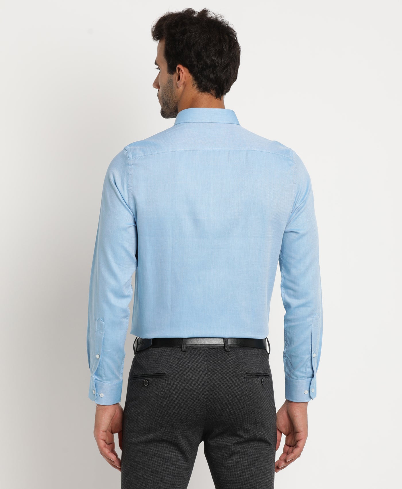 100% Cotton Blue Dobby Slim Fit Full Sleeve Formal Shirt