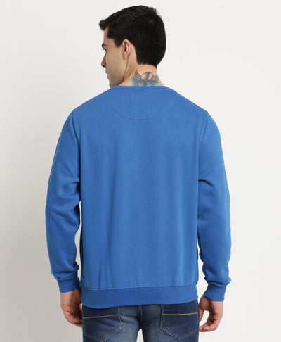 Turtle Men Blue Solid Round Neck Sweatshirt