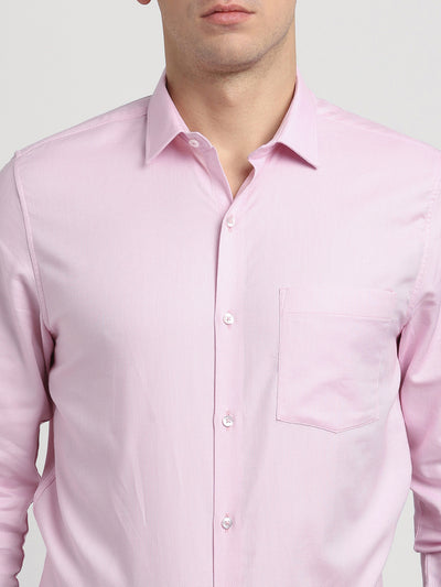 100% Cotton Pink Dobby Slim Fit Full Sleeve Formal Shirt