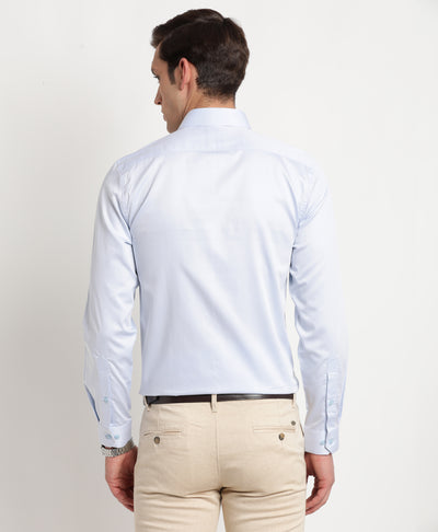 Giza Cotton Sky Blue Plain Slim Fit Full Sleeve Formal Shirt