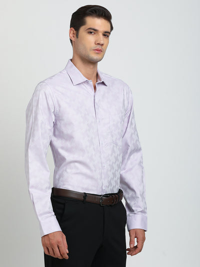 100% Cotton Purple Jacquard Slim Fit Full Sleeve Formal Shirt