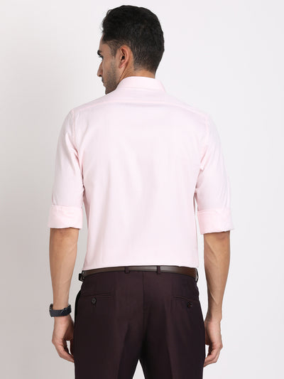 100% Cotton Light Pink Dobby Slim Fit Full Sleeve Formal Shirt