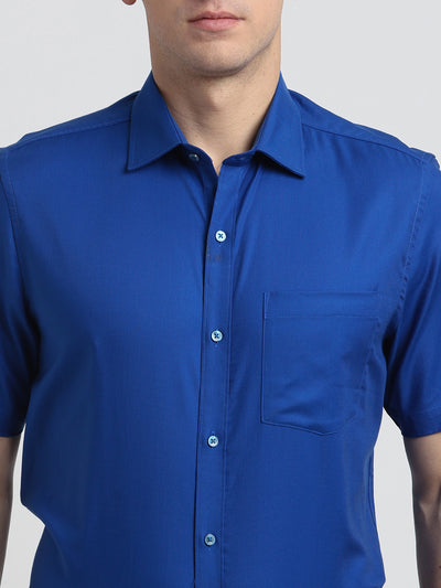 100% Cotton Blue Dobby Regular Fit half Sleeve Formal Shirt