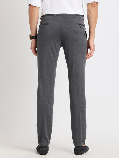 Cotton Grey Dobby Ultra Slim Fit Flat Front Ceremonial Trouser