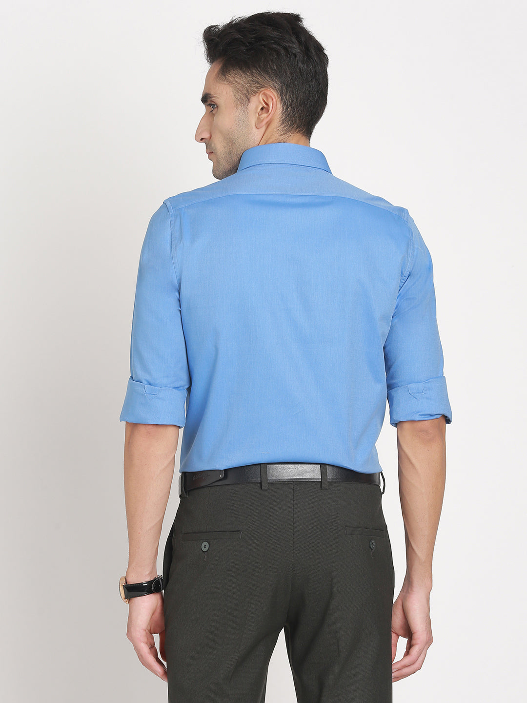 100% Cotton Sky Blue Dobby Slim Fit Full Sleeve Formal Shirt