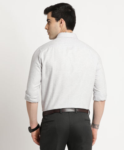 100% Cotton Grey Plain Slim Fit Full Sleeve Formal Shirt