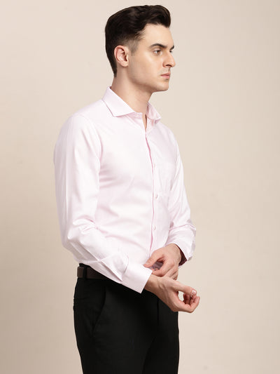 100% Cotton Pink Dobby Slim Fit Full Sleeve Formal Shirt