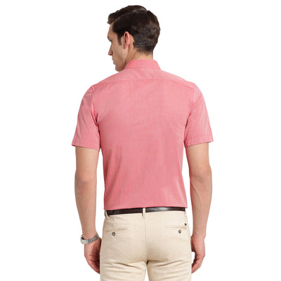 100% Cotton Red Plain Regular Fit Half Sleeve Formal Shirt