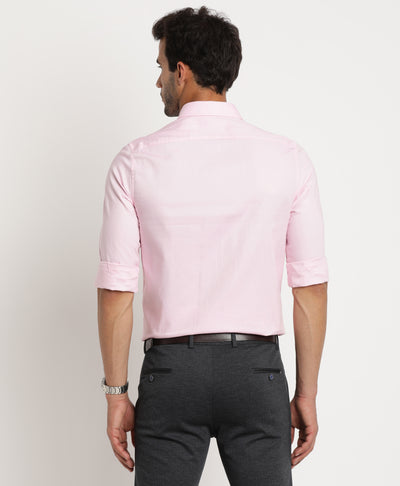 100% Cotton Pink Dobby Slim Fit Full Sleeve Formal Shirt