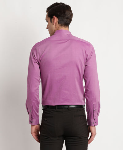 Giza Cotton Purple Dobby Slim Fit Full Sleeve Formal Shirt