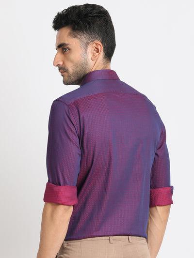 100% Cotton Purple Dobby Slim Fit Full Sleeve Ceremonial Shirt