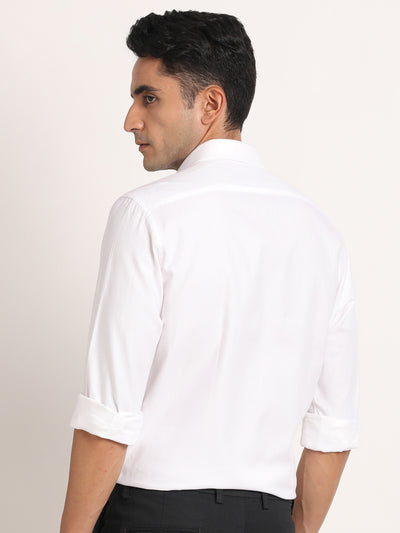 100% Cotton White Dobby Regular Fit Full Sleeve Formal Shirt