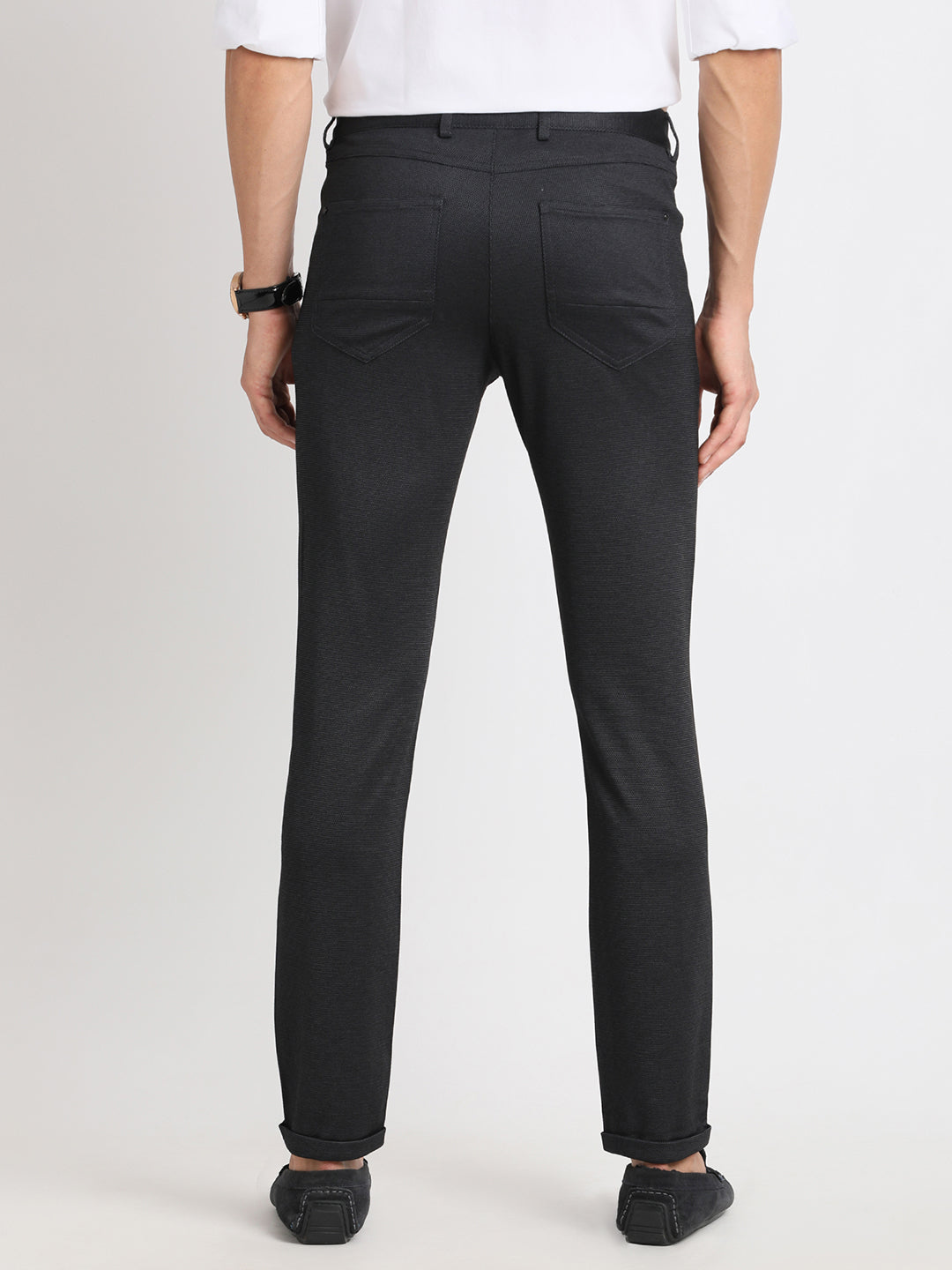 Cotton Grey Dobby Ultra Slim Fit Flat Front Ceremonial Trouser