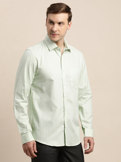 100% Cotton Pista Dobby Slim Fit Full Sleeve Formal Shirt