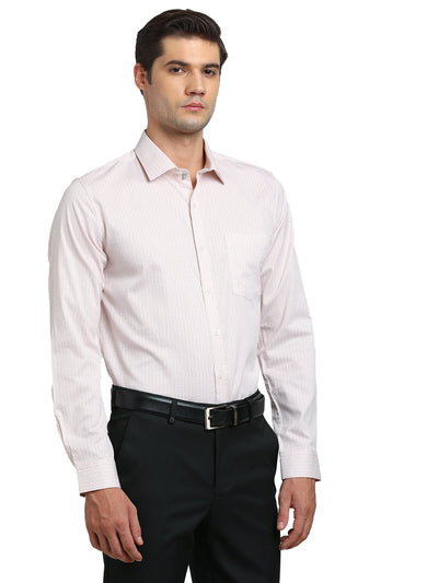 100% Cotton Pink Printed Slim Fit Full Sleeve Formal Shirt