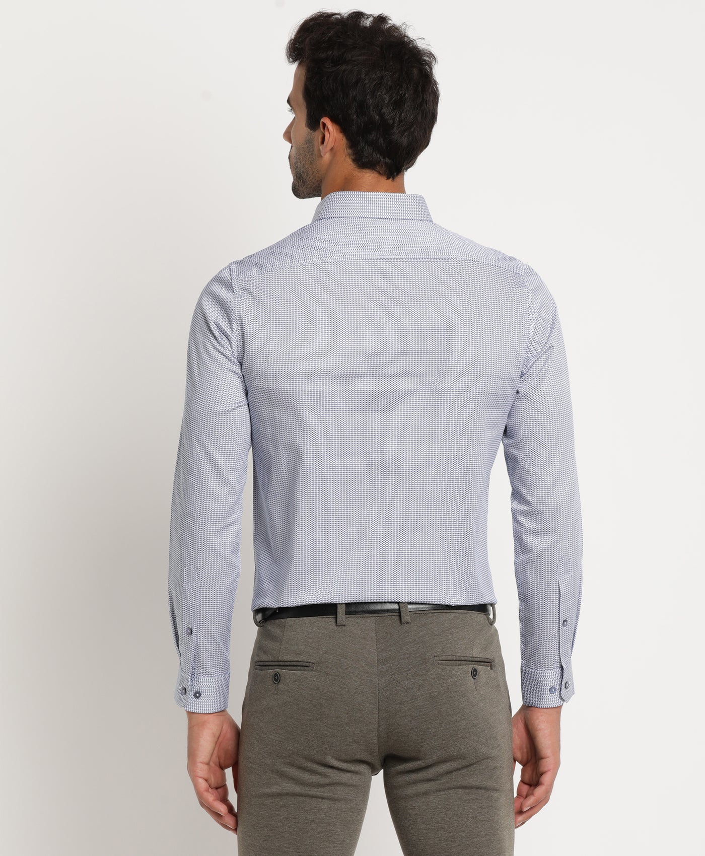 100% Cotton Blue Printed Slim Fit Full Sleeve Formal Shirt
