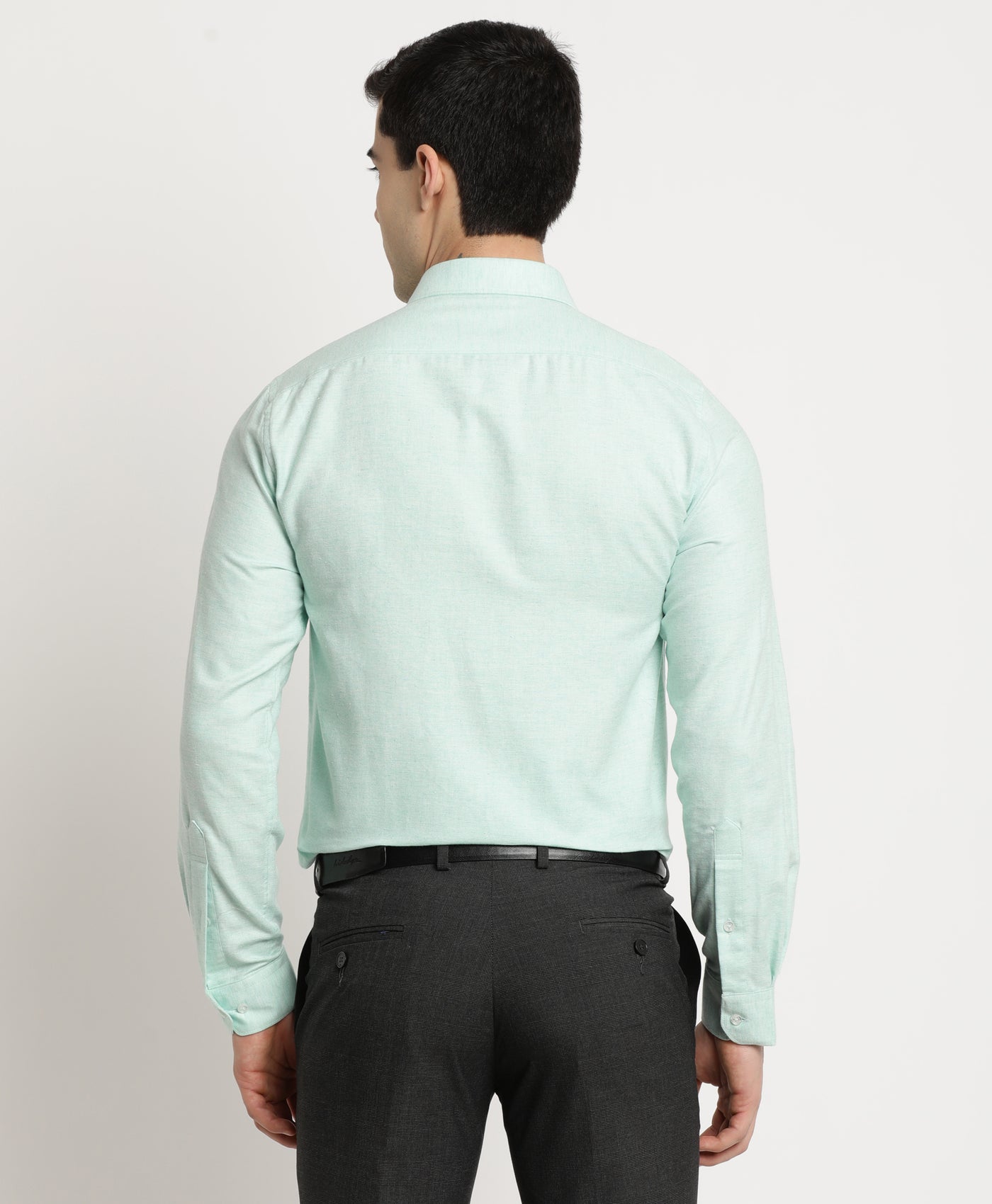 100% Cotton Light Green Plain Slim Fit Full Sleeve Formal Shirt