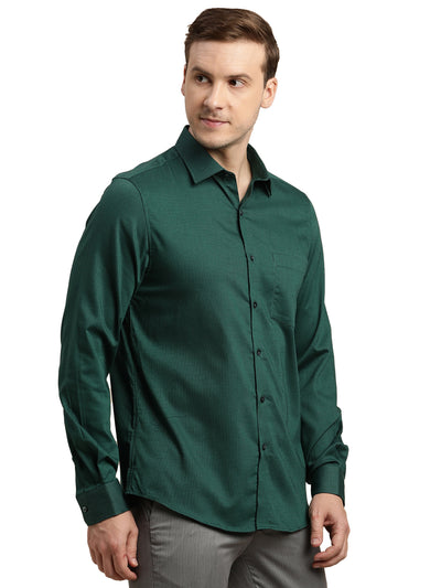 100% Cotton Green Dobby Slim Fit Full Sleeve Formal Shirt