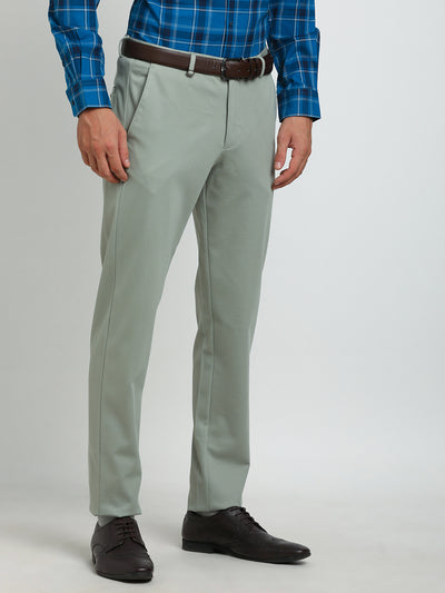 Cotton Grey Dobby Slim Fit Flat Front Ceremonial Trouser