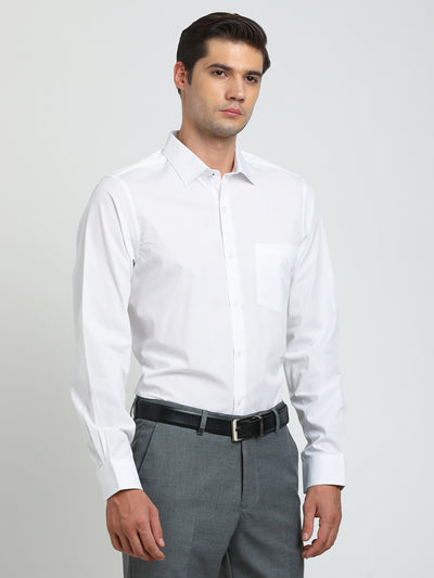 100% Cotton White Plain Slim Fit Full Sleeve Formal Shirt