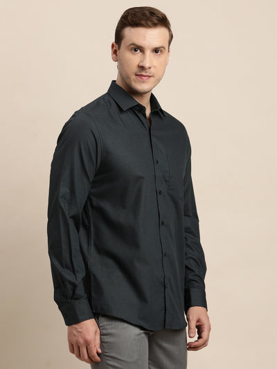 100% Cotton Black Dobby Slim Fit Full Sleeve Formal Shirt